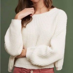 Anthropologie Moth Cropped Baja Knit Pullover
